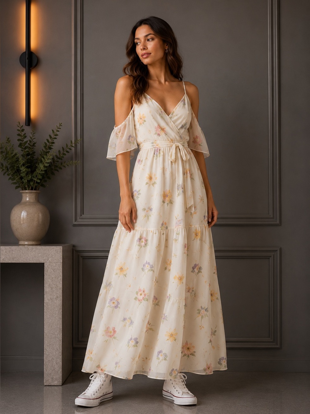 Free People Ivory Magnolia Maxi Dress Women's B706